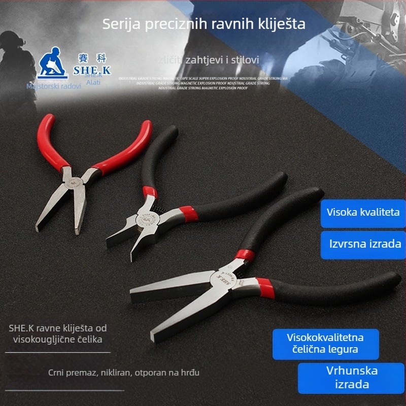 Camel SMW klešta za nakit s bezzubim plosnim nosom, ručno izrađena, čelik 55#, PVC držač, japanski stil