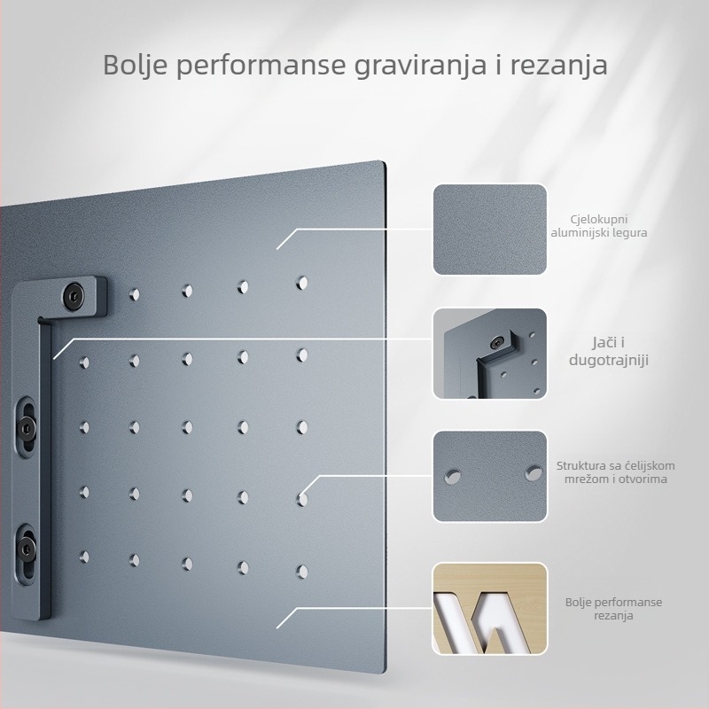 WAINLUX K10 laserski stroj za graviranje — ploča za pozicioniranje, ploča za graviranje, ploča za rezanje, štiti radnu površinu
