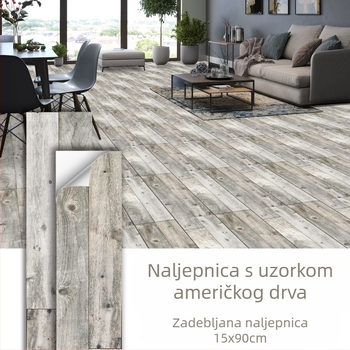 Mat PVC samoljepljiva podna naljepnica – američki drveni dezen, vodootporna i otporna na mrlje, za kuhinju i spavaću sobu