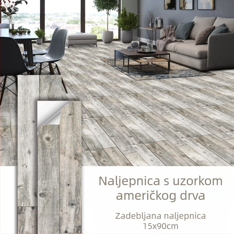 Mat PVC samoljepljiva podna naljepnica – američki drveni dezen, vodootporna i otporna na mrlje, za kuhinju i spavaću sobu
