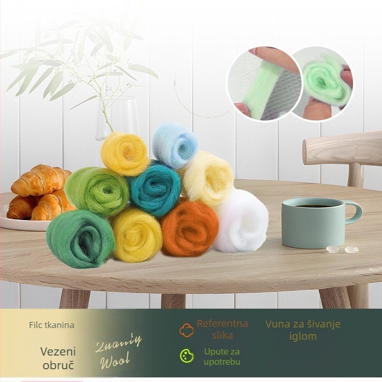 DIY set filcane slike s okvirom za šivanje – laneno platno, motiv lavanda cvijet, uključuje filc, vunene niti, metalne igle, pjena radna ploha, držač za šivanje