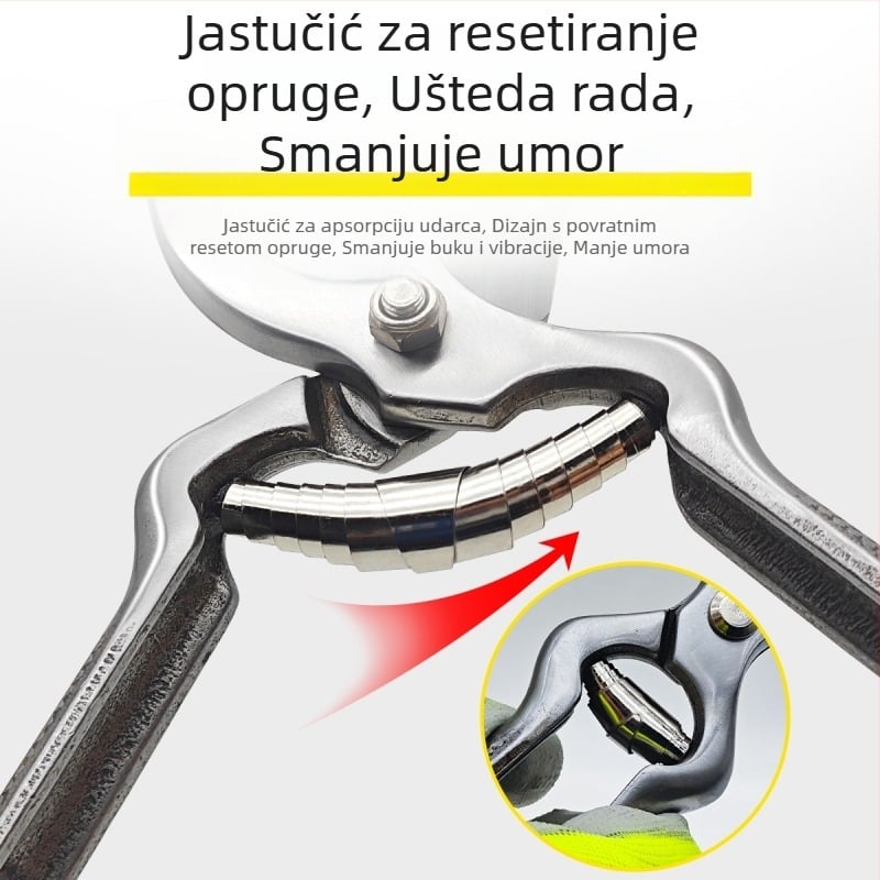 Holsen škare za obrezivanje od visokougljičnog čelika, čvrsta čelična drška, za vrt i grane voćaka