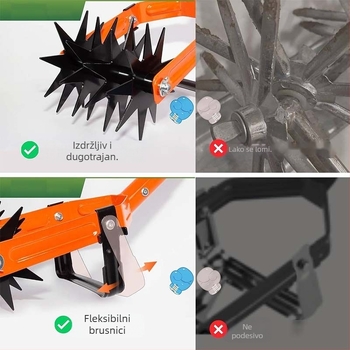 Isunpro prilagodljivo rotacijsko kultivacijsko alat – 2-u-1 uklanjanje korova i prozračivanje tla, za vrt i dvorište