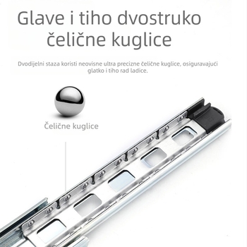 Trosekcijska šina za ladice s amortizerom – Model 35, čelik, galvaniziran, marka Guxin, moderni minimalistički stil