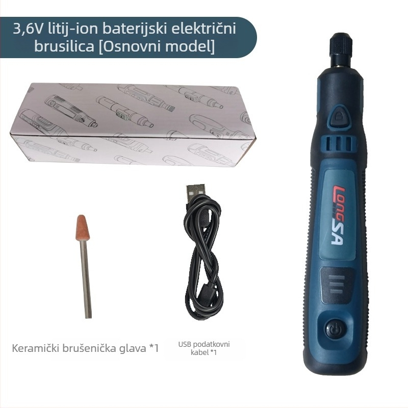 Prijenosni električni brus za poliranje i graviranje nefrita, s glavom za brušenje, 3.7V Li-ion baterija, kabel 0.6 m, masa 0.5 kg