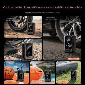Bežično prijenosni napuhivač za gume za automobile i bicikle - 11.1V, 25 L/min, <80W, digitalni zaslon, dualno napajanje