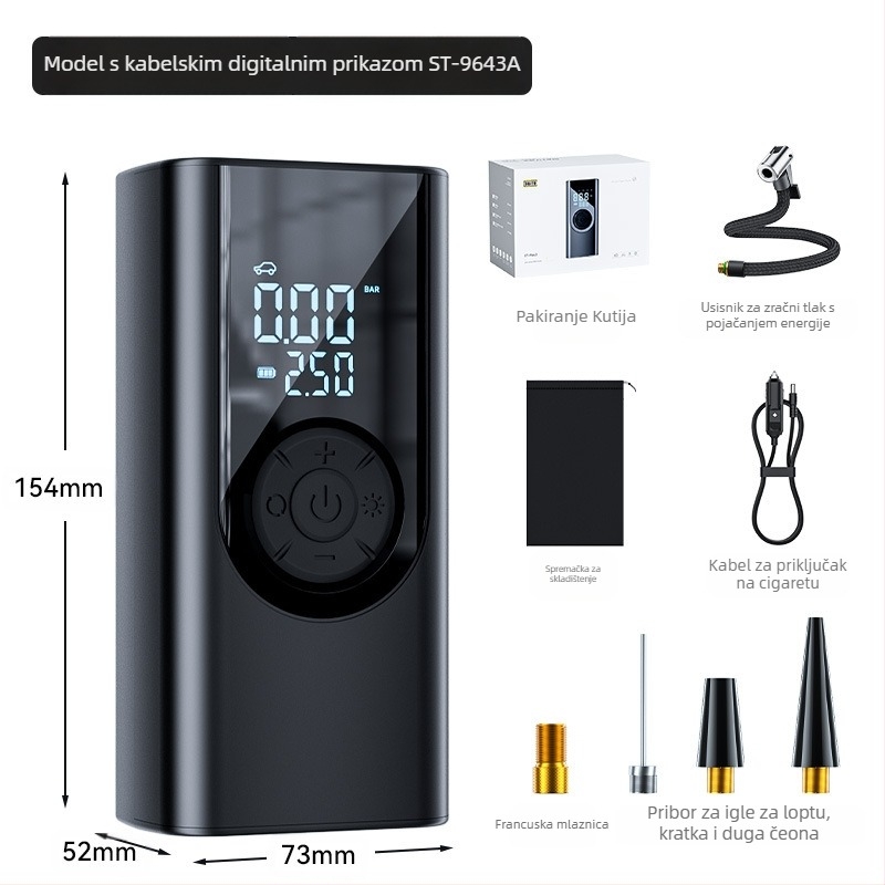 Shunwei bežično automobilsko pumpa s digitalnim displejem, 11.1V, 100W, 30 L/min