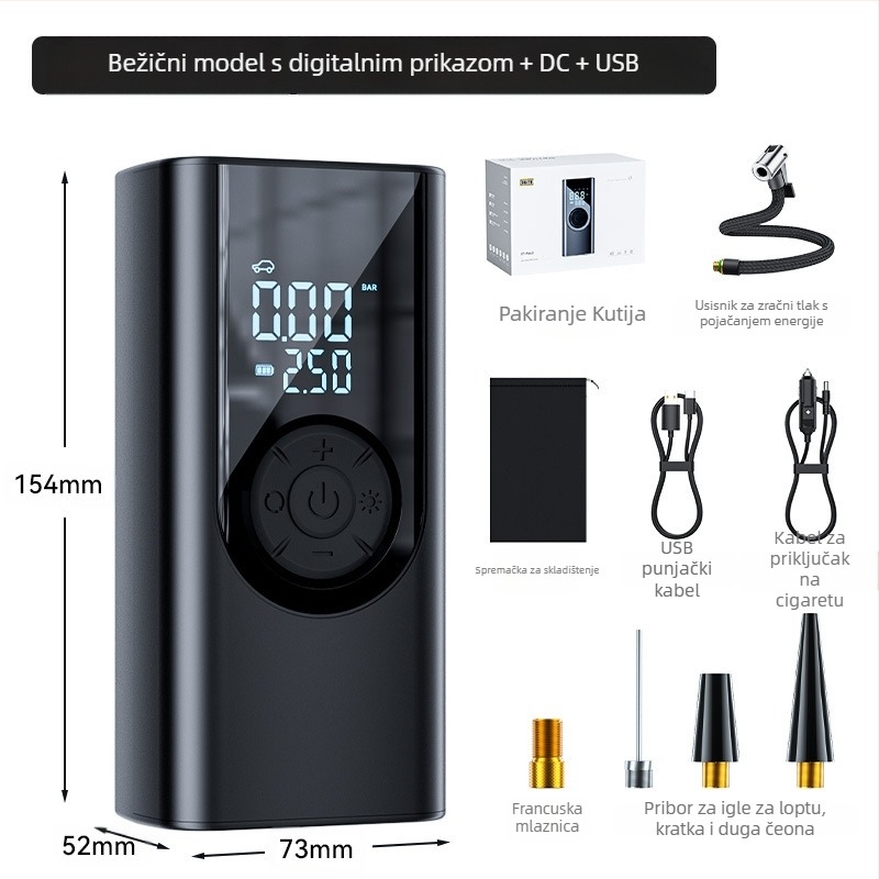 Shunwei bežično automobilsko pumpa s digitalnim displejem, 11.1V, 100W, 30 L/min