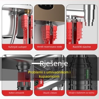 Otis osam u jedan – višenamjenski ključ za demontažu slavine na drez, plastična konstrukcija