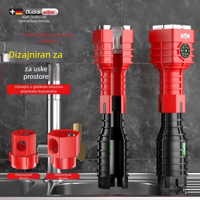 Otis osam u jedan – višenamjenski ključ za demontažu slavine na drez, plastična konstrukcija