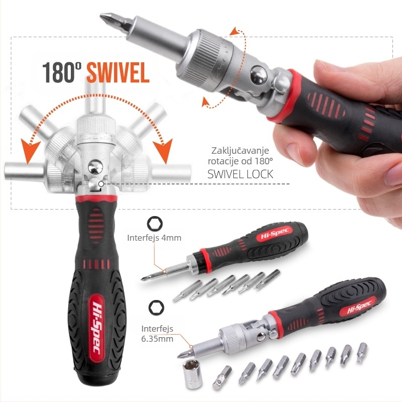 Set odvijača: višefunkcionalan, s posebnih oblika Philips i Torx bitova, držač s sleeve, bitovi od ugljičnog čelika