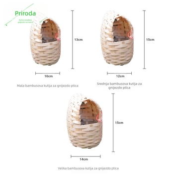 Bambusovo ptičje gnijezdo – vanjski viseći ukras za vrt, prozračan (Materijal: Bambus; Podrijetlo: Fujian; Značka: Nature; Namijenjeno: Ptica)