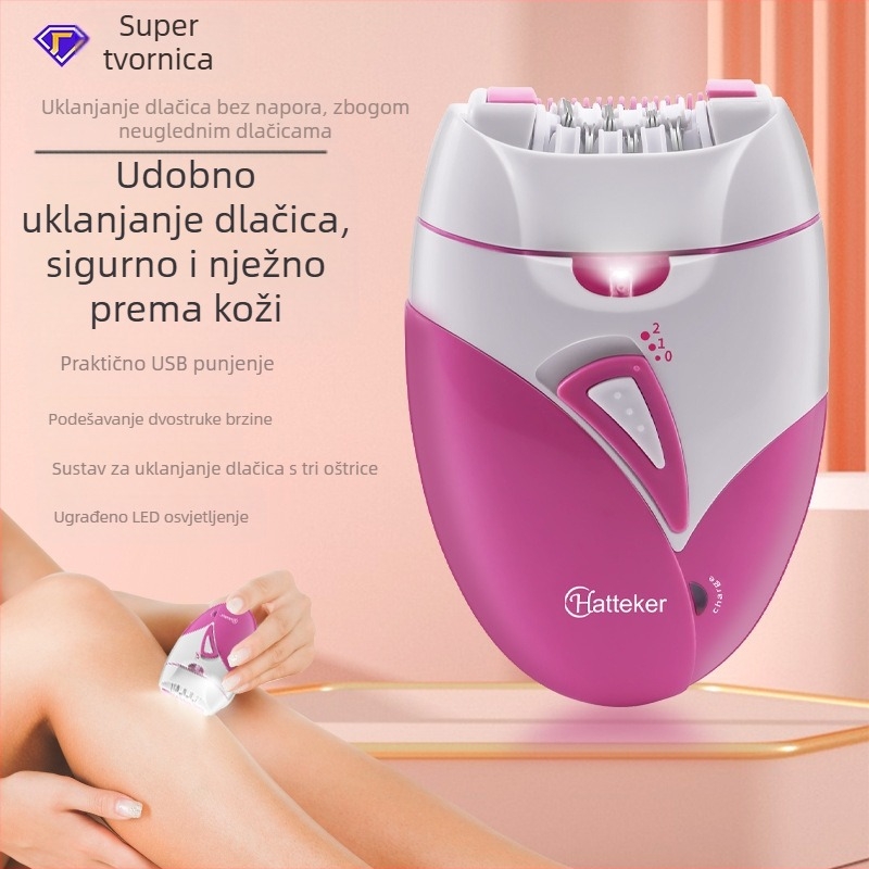 Hatteker električni epilator s osvjetljenjem, USB punjenje, za muškarce i žene
