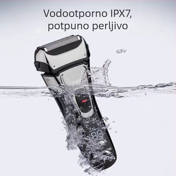 Električni brijač s plutajućom glavom, tri pomične oštrice, periv dizajn, 80 minuta trajanja baterije, vrijeme punjenja 2 sata