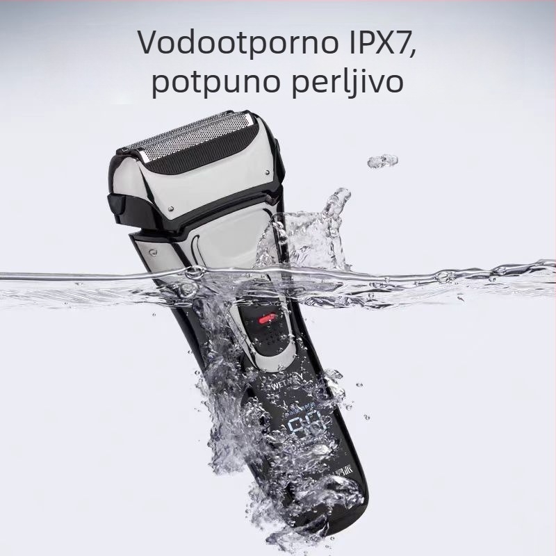 Električni brijač s plutajućom glavom, tri pomične oštrice, periv dizajn, 80 minuta trajanja baterije, vrijeme punjenja 2 sata