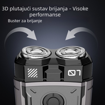 Električni brijač za mokro i suho brijanje cijelog tijela, punjiv s ugrađenom baterijom, rotirajuća glava s dvije oštrice, plutajuća glava, motor s četkicama
