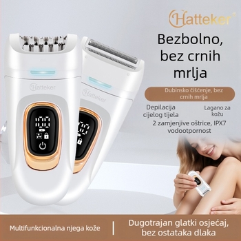 2-u-1 ženski brijač s pametnim digitalnim zaslonom – mini uređaj za uklanjanje dlačica i brijanje (HT-582, USB napajanje, ABS kućište, oštrica od nehrđajućeg čelika, korištenje na cijelom tijelu)