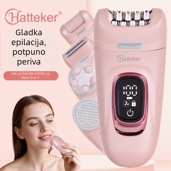HATTEKER HT-582 USB Električni aparat za uklanjanje dlačica – 5-u-1 za cijelo tijelo, glava od nehrđajućeg čelika, mokro/suvo, brijač za lice i masaža lica