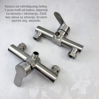 Skrivena ugrađena tuš slavina od nehrđajućeg čelika s keramičkim jezgrom ventila