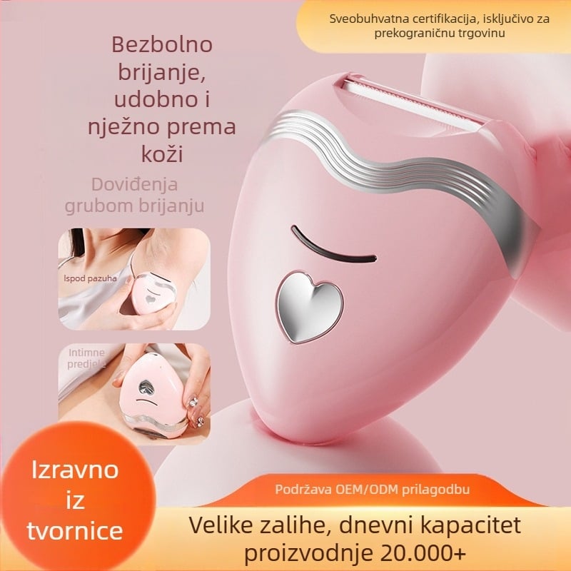 Električni 3-u-1 brijač za intimne zone i tijelo, uklanja pubičnu dlaku, pazuhe, noge i dlačice na gornjoj usni, za žene
