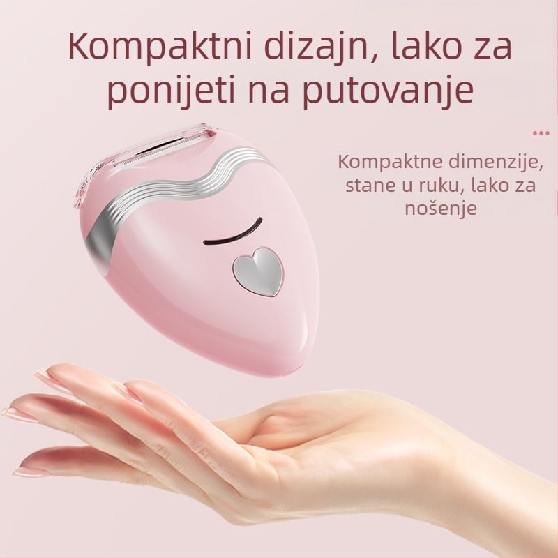 Električni 3-u-1 brijač za intimne zone i tijelo, uklanja pubičnu dlaku, pazuhe, noge i dlačice na gornjoj usni, za žene