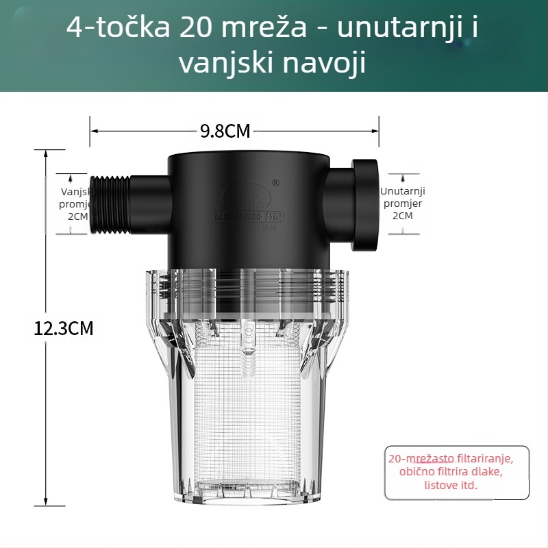 Inline pred-filter za vodu – filtr od nehrđajućeg čelika, filtracija razine 1, uklanjanje naslaga i sedimenta, zamjenjivi element filtra