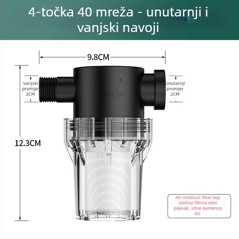 Inline pred-filter za vodu – filtr od nehrđajućeg čelika, filtracija razine 1, uklanjanje naslaga i sedimenta, zamjenjivi element filtra