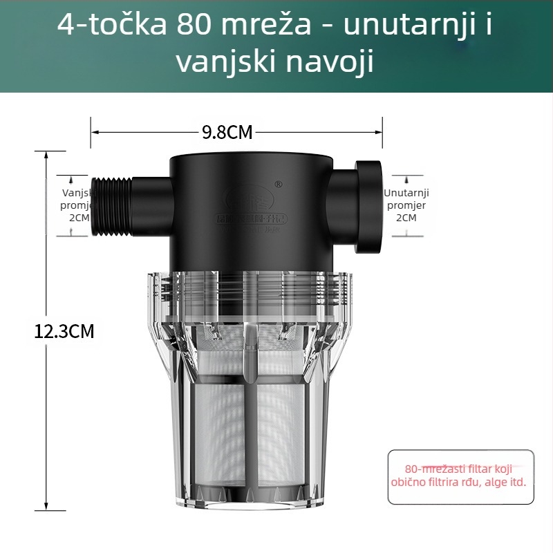 Inline pred-filter za vodu – filtr od nehrđajućeg čelika, filtracija razine 1, uklanjanje naslaga i sedimenta, zamjenjivi element filtra