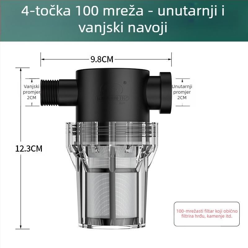 Inline pred-filter za vodu – filtr od nehrđajućeg čelika, filtracija razine 1, uklanjanje naslaga i sedimenta, zamjenjivi element filtra