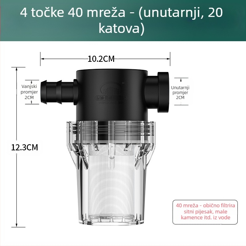 Inline pred-filter za vodu – filtr od nehrđajućeg čelika, filtracija razine 1, uklanjanje naslaga i sedimenta, zamjenjivi element filtra