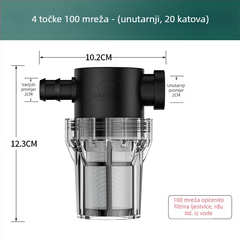 Inline pred-filter za vodu – filtr od nehrđajućeg čelika, filtracija razine 1, uklanjanje naslaga i sedimenta, zamjenjivi element filtra