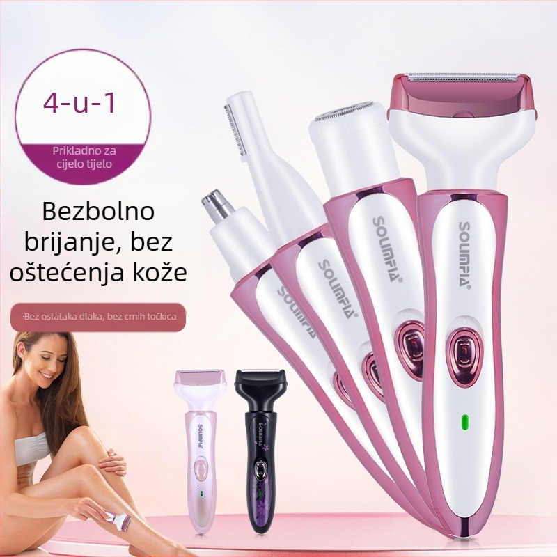 SOLIMPIA HT-581 USB električni brijač i uređaj za uklanjanje dlaka, ABS kućište, oštrica od nehrđajućeg čelika, za mokro i suho korištenje.