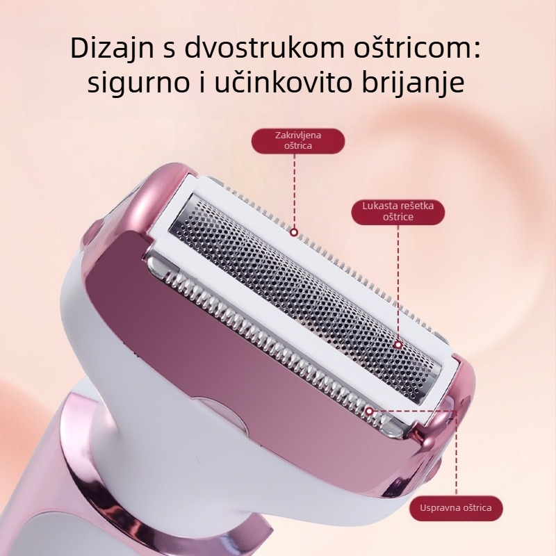 SOLIMPIA HT-581 USB električni brijač i uređaj za uklanjanje dlaka, ABS kućište, oštrica od nehrđajućeg čelika, za mokro i suho korištenje.