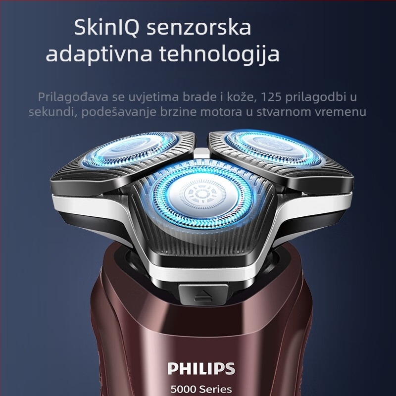 Philips električni brijač s rotacijskom glavom od 3 dijela, za mokro i suho, LED zaslon, ugrađena baterija, oko 60 minuta rada