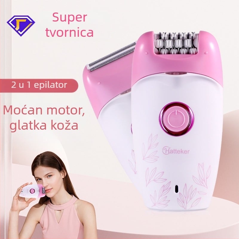 2-u-1 električni depilator za tijelo za žene – HT-557; USB/električno napajanje; glava od nehrđajućeg čelika; za cijelo tijelo.