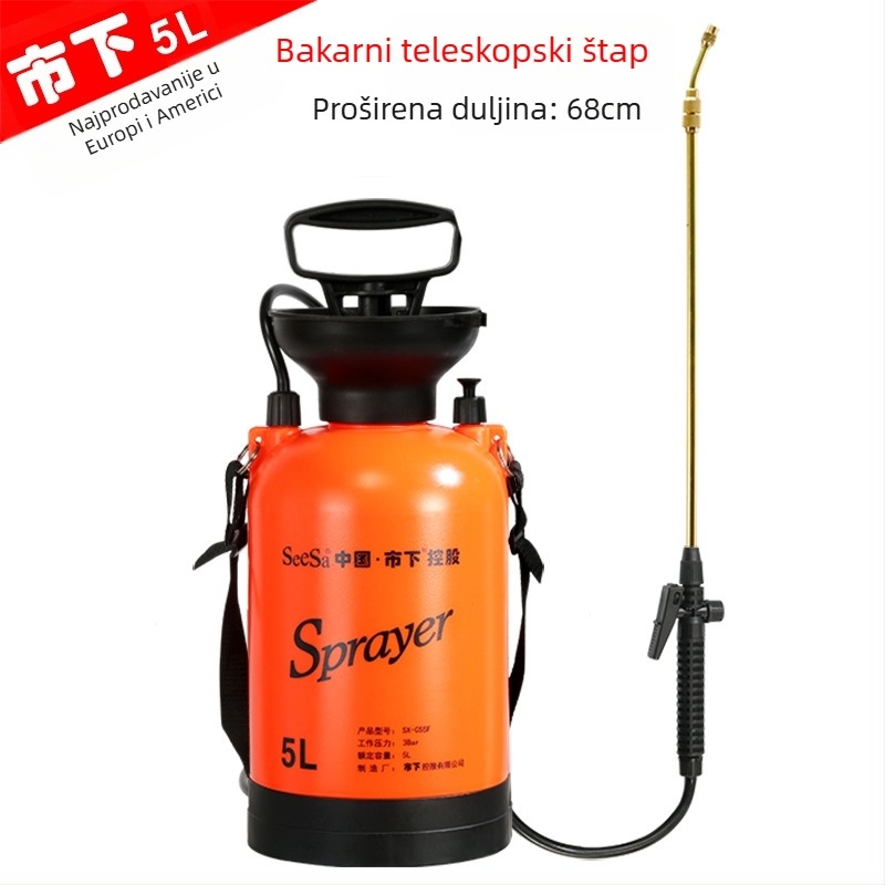 Plastična ručna prskalice-kanva, 5 L, za vrt, navodnjavanje i dezinfekciju
