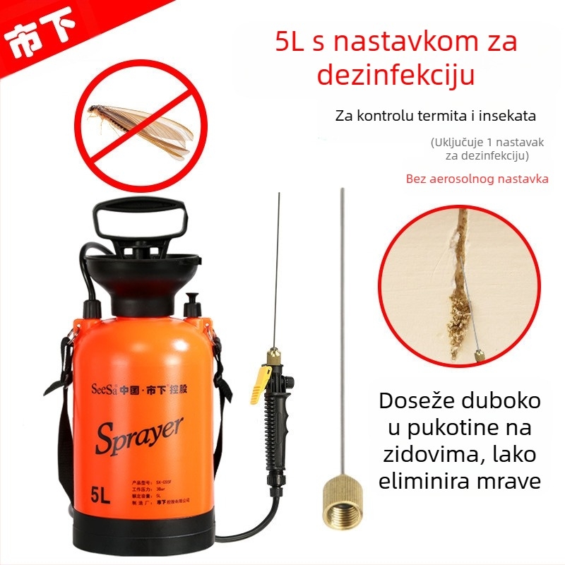 Plastična ručna prskalice-kanva, 5 L, za vrt, navodnjavanje i dezinfekciju
