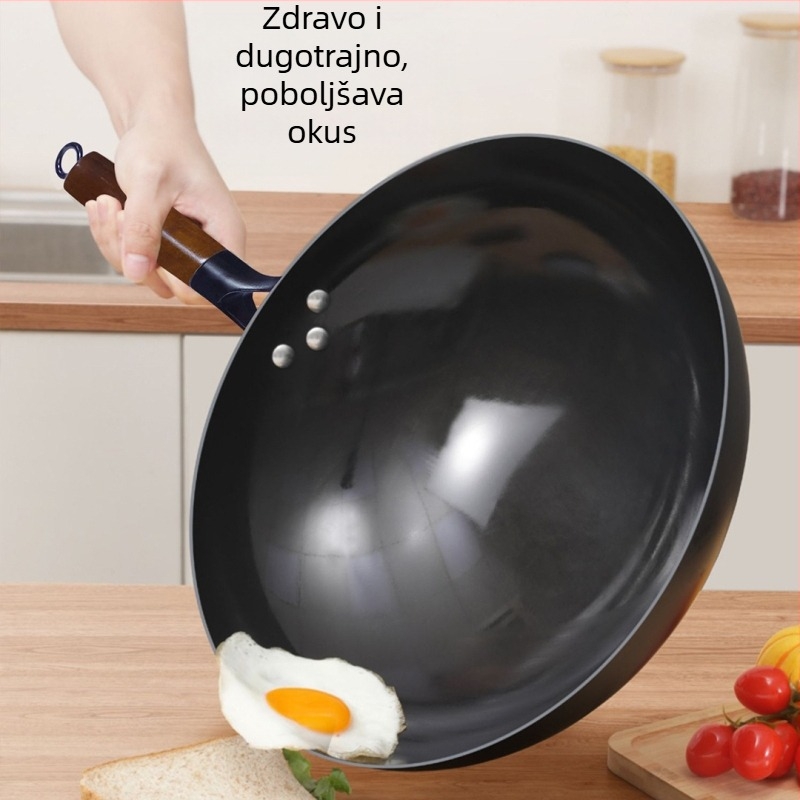 Wok od finog željeza, kineski stil, bez premaza, dubina 10,5/10,8/11,1 cm, model FS-CS-011