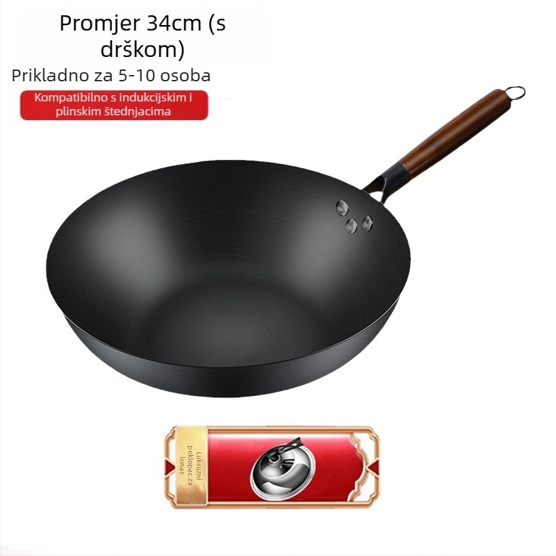 Wok od finog željeza, kineski stil, bez premaza, dubina 10,5/10,8/11,1 cm, model FS-CS-011