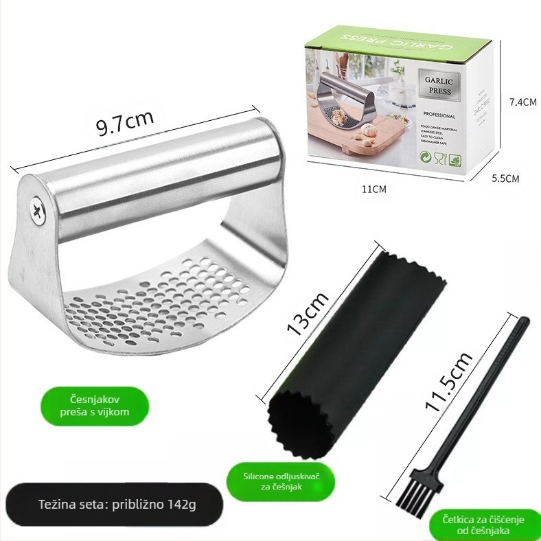 Preša za češnjak – 304 nehrđajući čelik, višenamjenska, marka Pin Hengzuo, mogućnost prilagođavanja i ispisa logotipa