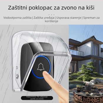 Bežični zvono za vanjsku upotrebu s vanjskim kišnim pokrovom i vodootvornom kutijom — Model E10, marka Cacazi