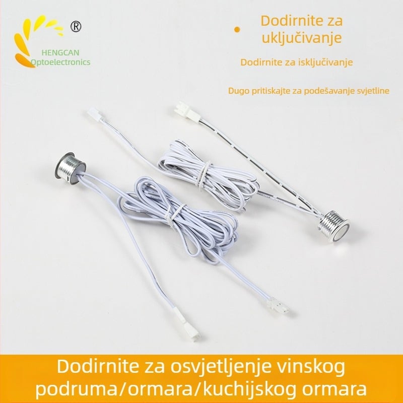 Ormarić s pametnim senzorom rasvjete, vanjskim dodirnim prekidačem i upravljačem prigušivanja (12–24 V DC, podesivo kašnjenje)