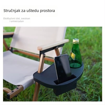 Aikete plastična kamping stolica iz serije stolova i stolica, s bočnom ladicom za predmete i držačem za čašu
