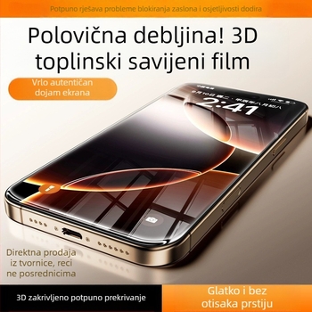 Kaljeno staklo zaštita zaslona za iPhone 16 Pro Max, 3D zakrivljeni rubovi, potpuno prianjanje, zaštita privatnosti, HD jasnoća