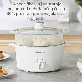 Električna posuda za kuhanje s regulacijom temperature, snaga 400-800W, zapremina 2-3L, unutarnja posuda od nehrđajućeg čelika, funkcije parenje, prženje, kuhanje, dinstanje