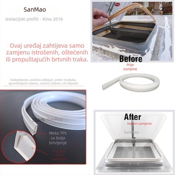 RV brtvilo za krovni ventil — LP0378, Sanmao; kompatibilno s RV modelima; tip: ugrađen i okrenut prema van; dodatak: poklopac krova ventila