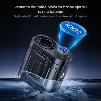 Ventilator za pojas s ugrađenom baterijom od 6000mAh, digitalni zaslon, neprekidna regulacija brzine, noćno svjetlo, punjiv, bez četkica motor