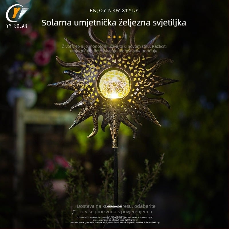 Solarna lampica za dvorište s motivom suncokreta – LED, 0–2W, 6–12 sati rada, indukcijski prekidač