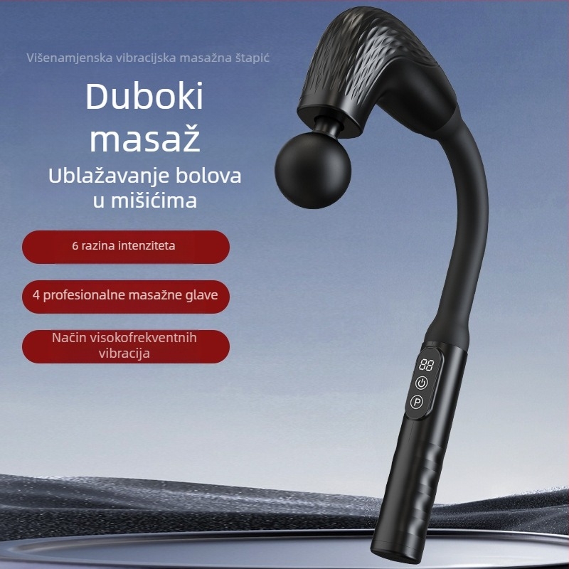 Ručni fascia masažer s 4 glavama, kefni motor, 5+ brzina, ugrađena baterija 1200–2000 mAh, niski šum 36–45 dB