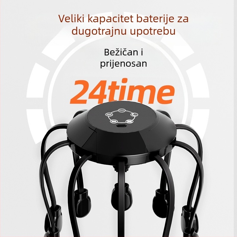 Masirač za glavu s Bluetoothom, dizajn hobotnice, punjiv, vibracija u četiri brzine, model 2987